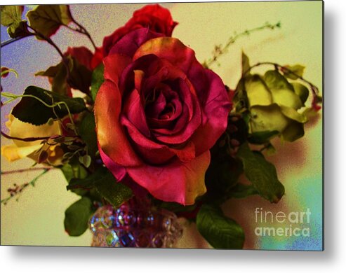 Red Rose Metal Print featuring the photograph Splendid Painted Rose by Luther Fine Art