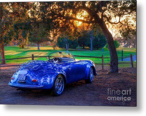 Sunset Metal Print featuring the photograph Sports Car Golf Course Sunset by Mathias 