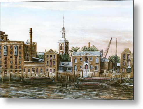 St Matys Church Metal Print featuring the painting St Marys Church Rotherhithe London by Mackenzie Moulton