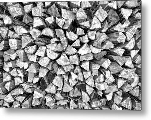 Abstract Metal Print featuring the photograph Stacked Firewood by David Letts