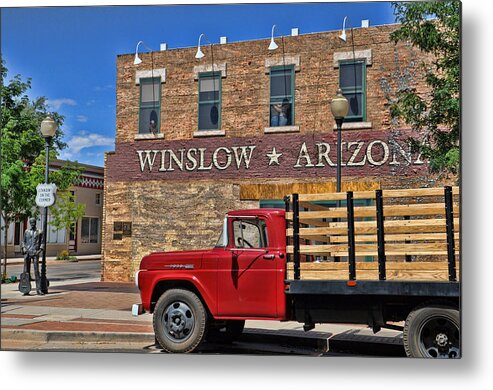 Winslow Arizona Metal Print featuring the photograph Standin' On the Corner by Jeanne May