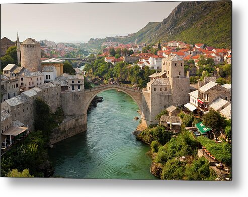 Clear Sky Metal Print featuring the photograph Stari Most Or Old Bridge Over Neretva by Richard I'anson