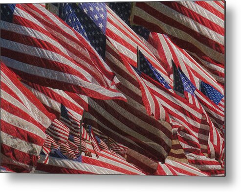 National Flag United States Of America Metal Print featuring the painting Stars And Stripes - Remembering by Jack Zulli