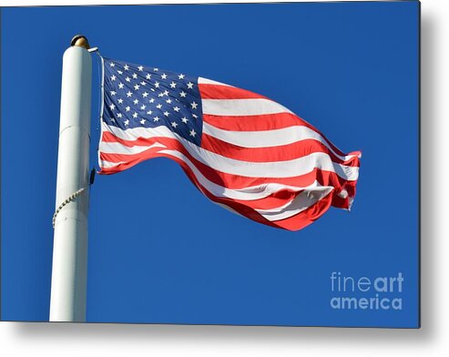 Flag Metal Print featuring the photograph Stars Stripes and Blue Sky by Tammie Miller