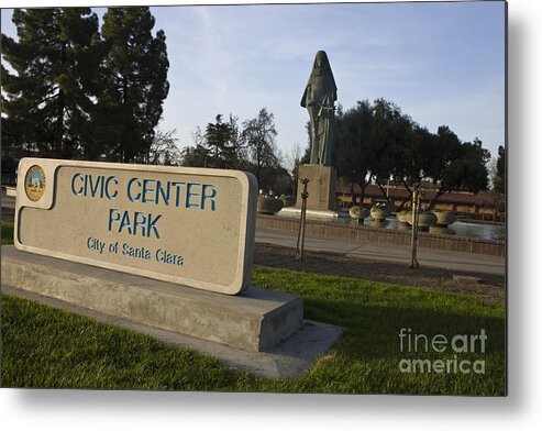 Travel Metal Print featuring the photograph Statue of Saint Clare Civic Center Park by Jason O Watson