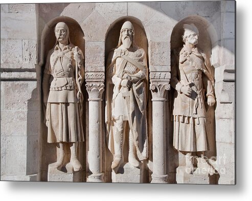 Budapest Metal Print featuring the photograph Statues in the wall of Fisherman's Bastion by Michal Bednarek