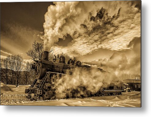 Canadian National Railway #7470 Metal Print featuring the photograph Steam in the Snow by Thomas Lavoie