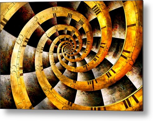 Steampunk Metal Print featuring the photograph Steampunk - Clock - The flow of time by Mike Savad
