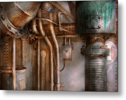 Savad Metal Print featuring the photograph Steampunk - Plumbing - Industrial abstract by Mike Savad