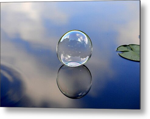 Bubbles Metal Print featuring the photograph Stillness of water by Terry Cosgrave