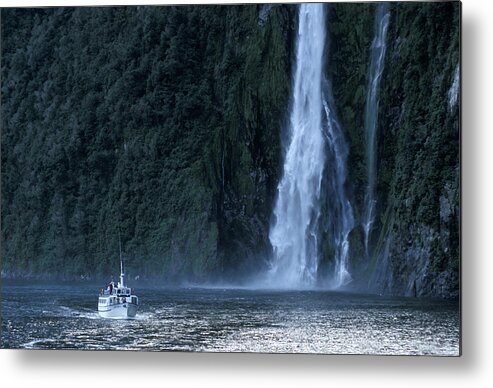Color Image Metal Print featuring the photograph Stirling Falls, Milford Sound by Christian Heeb