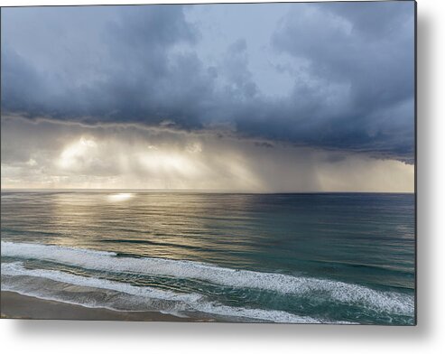 Tranquility Metal Print featuring the photograph Storm Clouds Over The Ocean by David Madison
