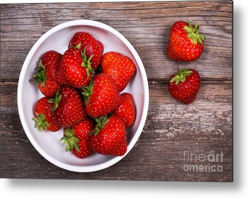 Wood Metal Print featuring the photograph Strawberries by Jane Rix