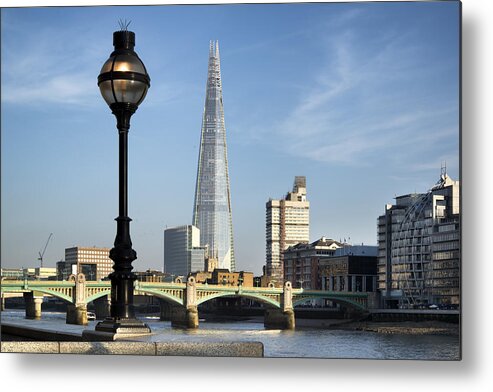 Landscape Metal Print featuring the photograph Street Light and Shard by Matthew Gibson