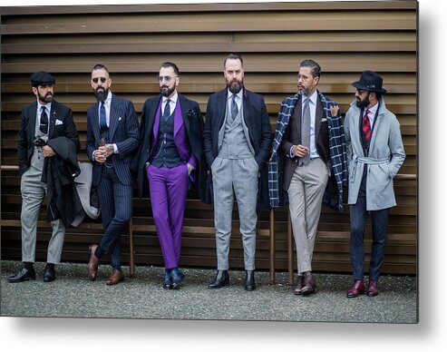 Bestpix Metal Print featuring the photograph Street Style January 09 - 93. Pitti Uomo by Christian Vierig