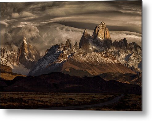 Patagonia Metal Print featuring the photograph Striped Sky Over The Patagonia Spikes by Peter Svoboda, Mqep