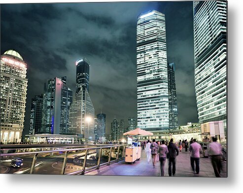 Pedestrian Metal Print featuring the photograph Stroll At Mid-level Shanghai by Andy Brandl