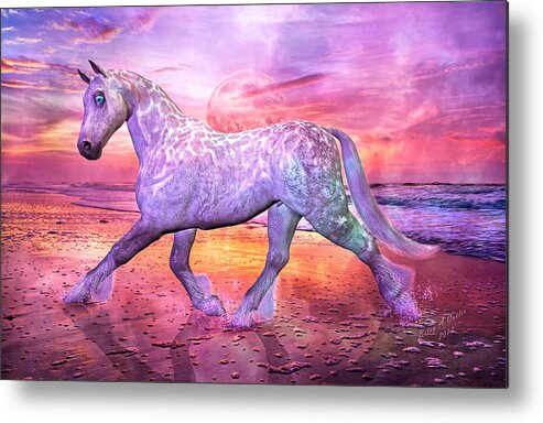 Horse Metal Print featuring the mixed media Strolling in Paradise by Betsy Knapp