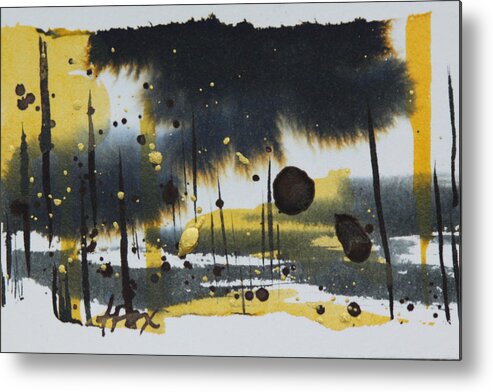 Gold Metal Print featuring the painting Study in Black and Gold by Allison Fox