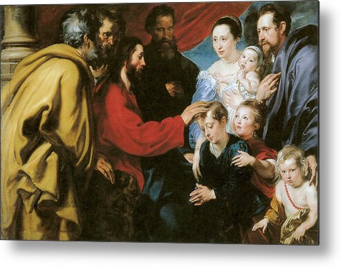 Anthony Van Dyke Metal Print featuring the painting Suffer the Little Children to Come Unto Me by Anthony Van Dyke