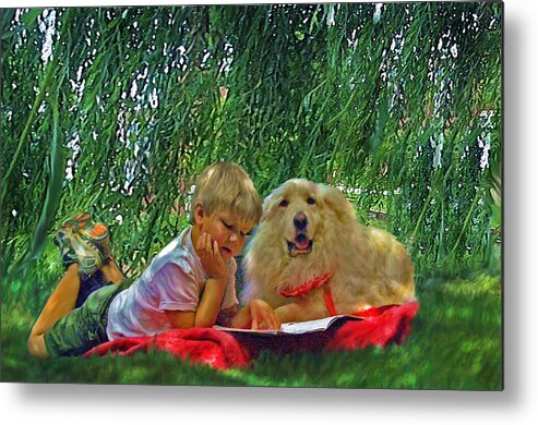  Jane Schnetlage Metal Print featuring the painting Summer Reading by Jane Schnetlage