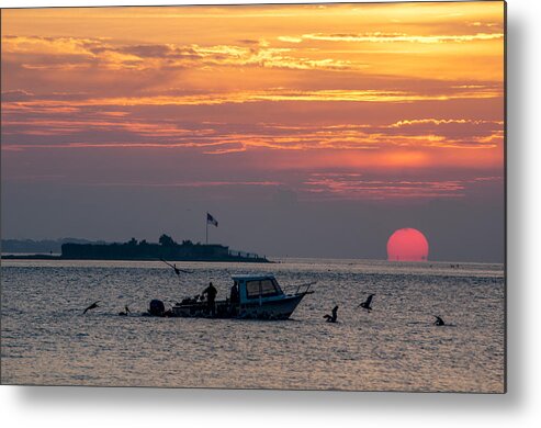 Fort Sumter Metal Print featuring the photograph Sun Rise over Fort Sumter by Allen Carroll