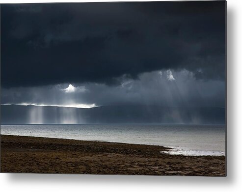 Scotland Metal Print featuring the photograph Sunbeams Shine Through Dark Storm by John Short / Design Pics