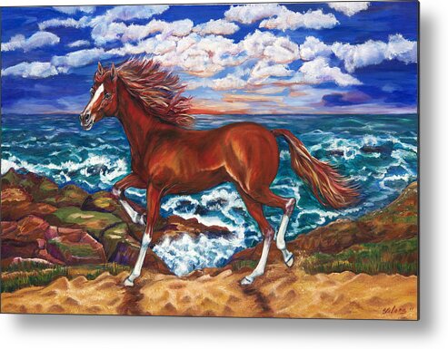 Horses Metal Print featuring the painting Sunchaser by Yelena Rubin
