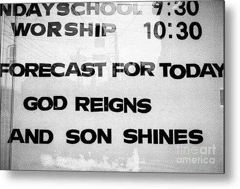 Sunday School Metal Print featuring the photograph Sunday School Worship - God Reigns and Son Shines by Dean Harte