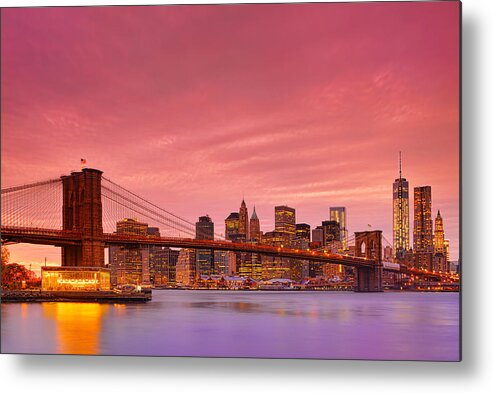 Brooklyn Bridge Metal Print featuring the photograph Sundown City by Midori Chan