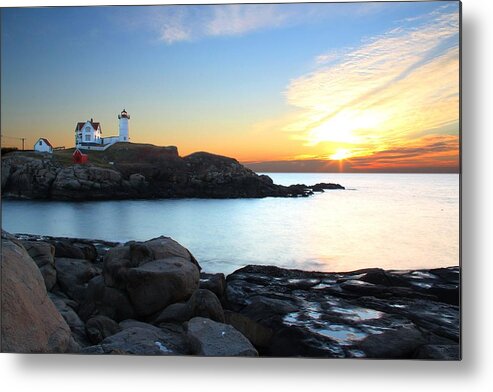 York Metal Print featuring the photograph Sunrise at Nubble by Andrea Galiffi