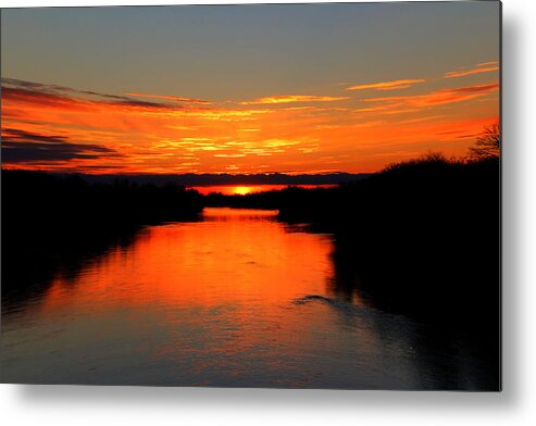 Sunrise Metal Print featuring the photograph Sunrise on the Assiniboine by Larry Trupp