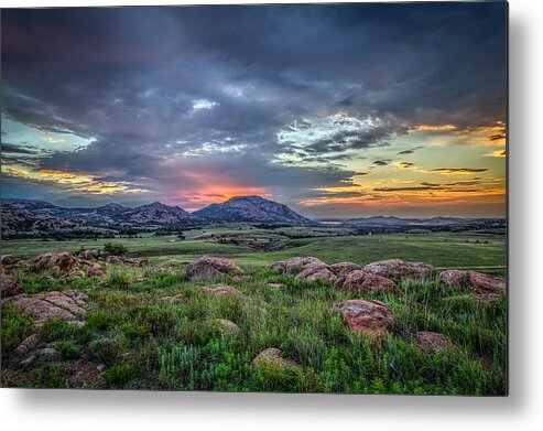 Scenics Metal Print featuring the photograph Sunrise over Mt. Scott, Oklahoma, USA by Russell Chronister