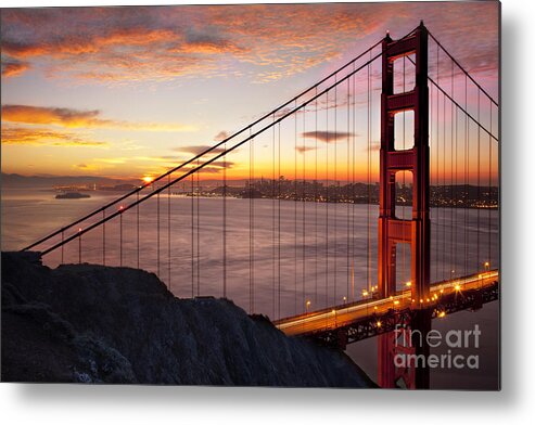 Sunrise Metal Print featuring the photograph Sunrise over the Golden Gate Bridge by Brian Jannsen