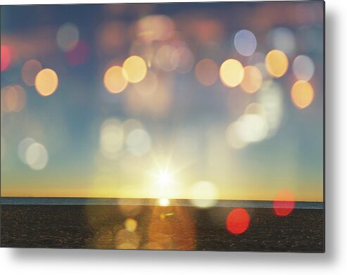 Scenics Metal Print featuring the photograph Sunrise With Lens Flares Over A Beach by Buena Vista Images