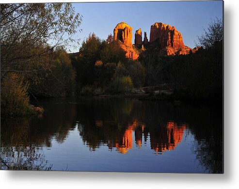 Rock Metal Print featuring the photograph Sunset at Cathedral Rock by Dan Myers