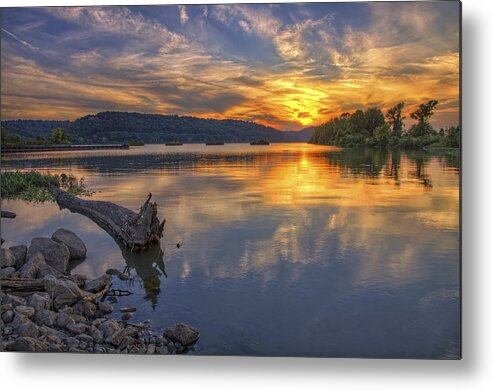 Cooks Landing Metal Print featuring the photograph Sunset at Cook's Landing - Arkansas River by Jason Politte