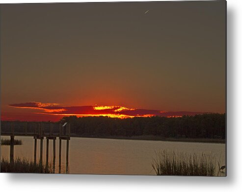 Sunset Metal Print featuring the photograph Sunset at Huntington Beach State Park by Bill Barber