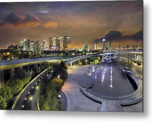 Singapore Metal Print featuring the photograph Sunset at Marina Barrage by David Gn