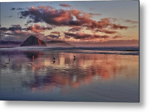 Morro Bay Metal Print featuring the photograph Sunset at Morro Strand by Beth Sargent