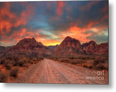 Sunset Metal Print featuring the photograph Sunset At Red Rock Canyon by Eddie Yerkish