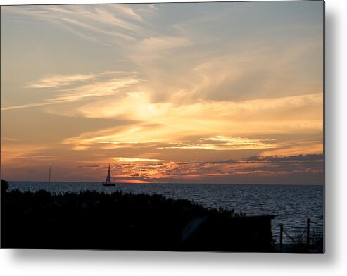 Sunset And Sailboat Metal Print featuring the photograph Sunset at the Beach by Kristin Hatt