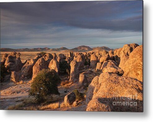 Geological Formations Metal Print featuring the photograph Sunset City of Rocks by Martin Konopacki