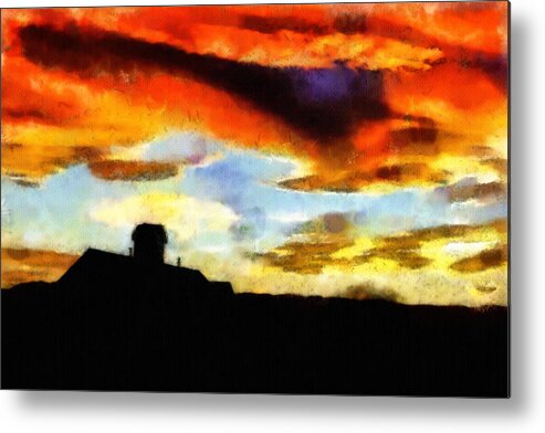 Clouds Metal Print featuring the painting Sunset Colours by Inspirowl Design