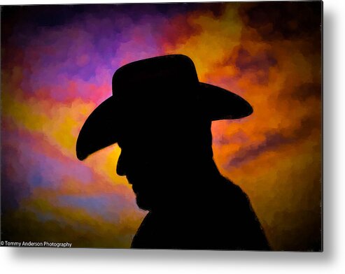 Sunset Cowboy Metal Print featuring the photograph Sunset Cowboy by Tommy Anderson