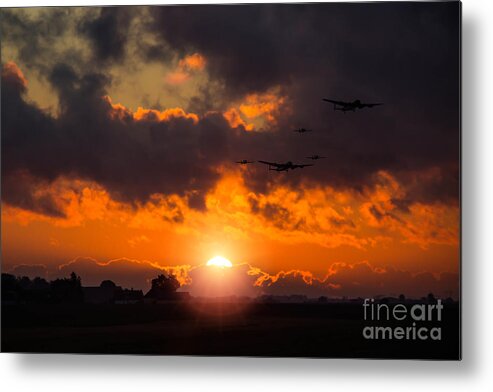Avro Metal Print featuring the digital art Sunset Fly By by Airpower Art