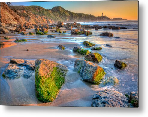 Yaquina Metal Print featuring the photograph Sunset near Yaquina Lighthouse by Michael Ash