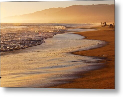 Beach Metal Print featuring the photograph Sunset on a Beach by Alexander Fedin