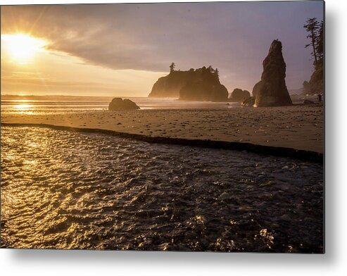 Beach Metal Print featuring the photograph Sunset On Ruby Beach, Olympic National by Kennan Harvey