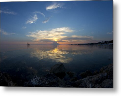 Digital Print Metal Print featuring the photograph Sunset over the Mediterranean Sea by Tony Mills